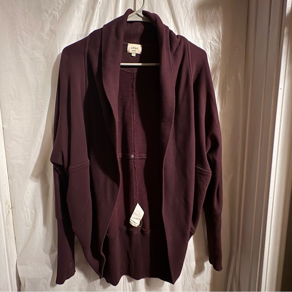 Aritzia Wilfred Diderot Cocoon Cardigan Sweater Women's XS Burgundy Open Front‎